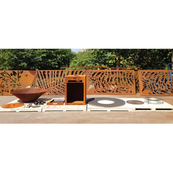 Europe Garden Kitchens Fire Pit Barbeque Corten Steel Outdoor Charcoal Bbq Grill