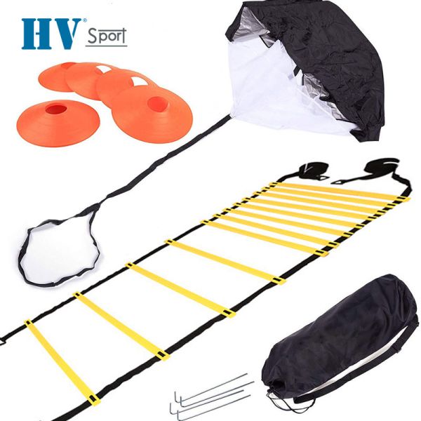 Yellow/Blue/Green Speed Ladder and Resistance Parachute Set for Football