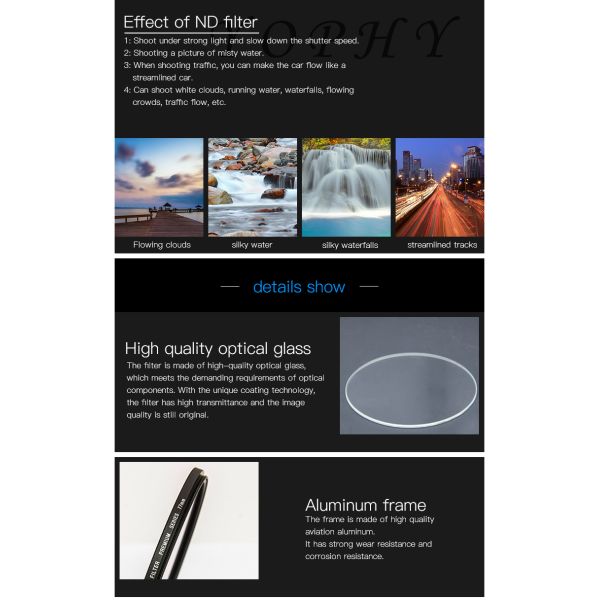 Optical Glass Neutral Density Filter 10 Stop ND Filter ND1000 for Landscape Photography
