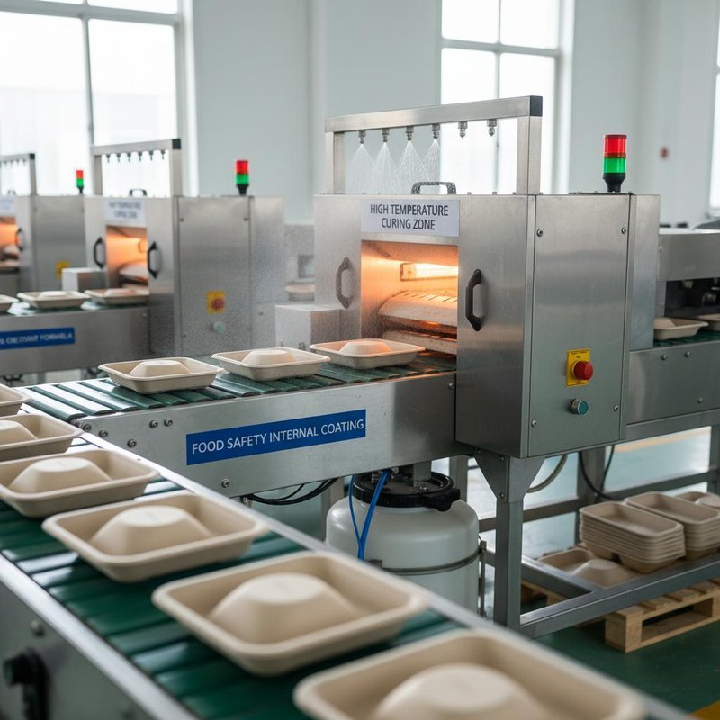 Hot Water Oil High Temperture Proof Food Safety Tableware Tray Bowl Internal Coating Production Line For Pulp Molding