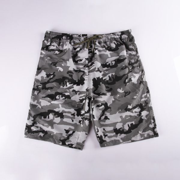 Olive Camouflage Mens Elastic Waist Board Shorts