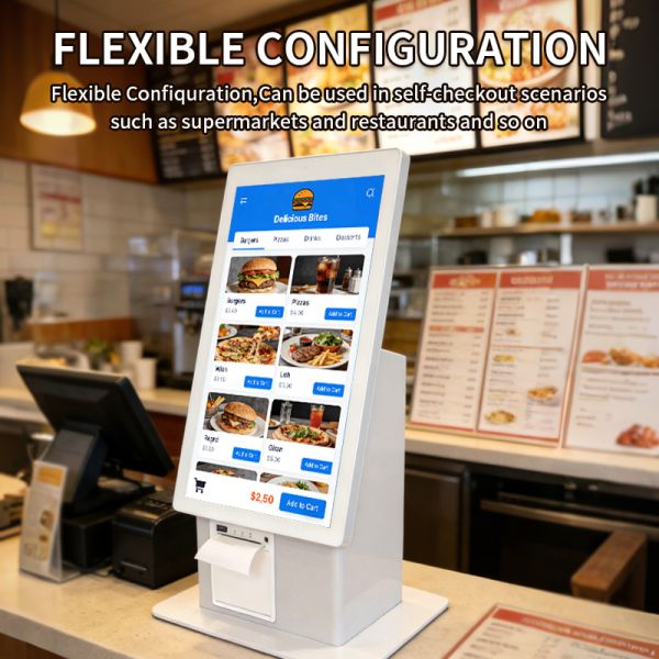 2026 Hot Sale Self Ordering Kiosk 21.5 Restaurant Food Ordering Payment Terminal Thermal Printer QR Scanner SDK 1920x1080 32GB