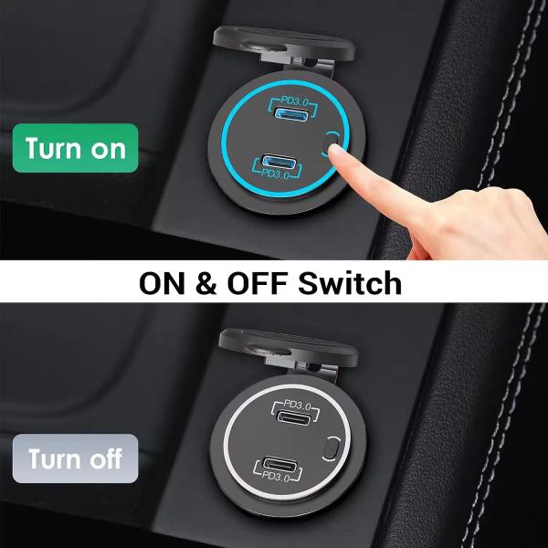 Type C Fast USB Charger For Car PD3.0 36W Dual Port Vehicle Marine Bus USB Charger