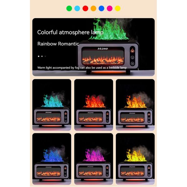 Plastic Material 3D Flame Aroma Diffuser USB Air Humidifier Fireplace Design For Hotel