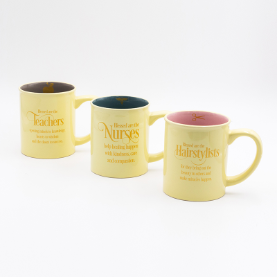 Two Tone Color Glaze Ceramic Happy Teacher's Day Mug Wholesale 580ml For Festival Celebration Company