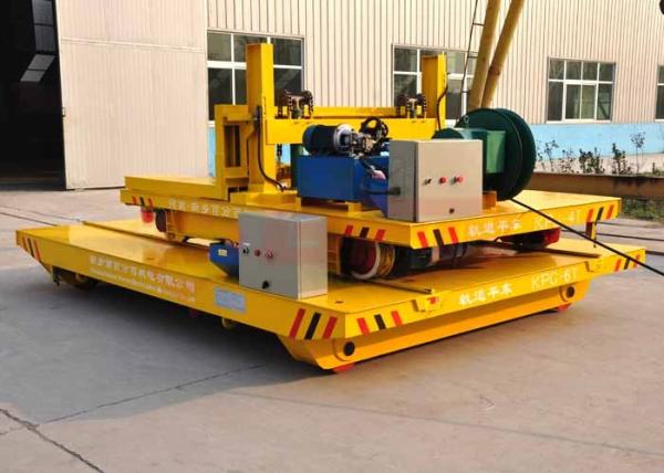 Steel Plant On Rail Transfer Cart , Hydraulic Lifting Motorized Rail Cart Molten Steel Carriage