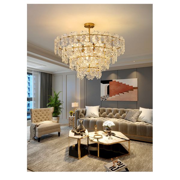 Transparent Glass Led Chandelier For Living Room Foyer Hall Luxury Ceiling Lamp Decor Kitchen leaf chandelier(WH-CY-250)