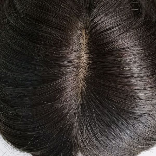 High Density European Free Part Silk Top Base 1B Real Remy Raw Hair Toupee Wig Pieces Toppers for Women