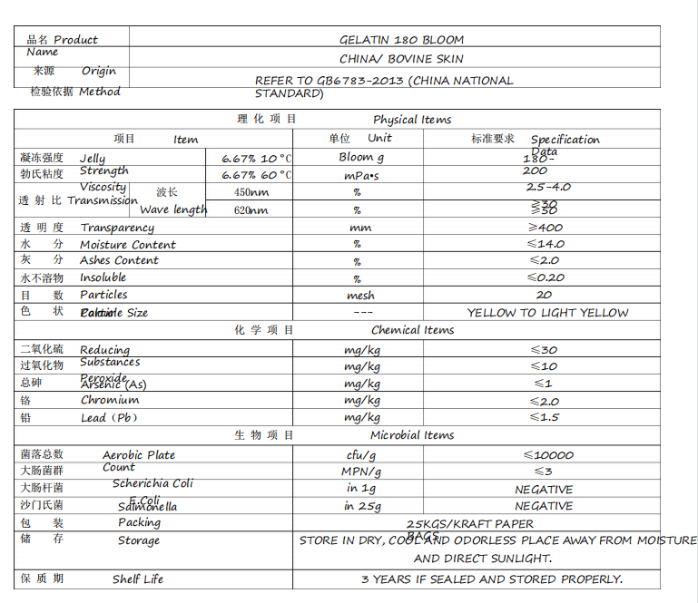 Halal Food Thickener Agent 200 Bloom Beef Gelatin Powder 1 kg Cas 9000-70-8