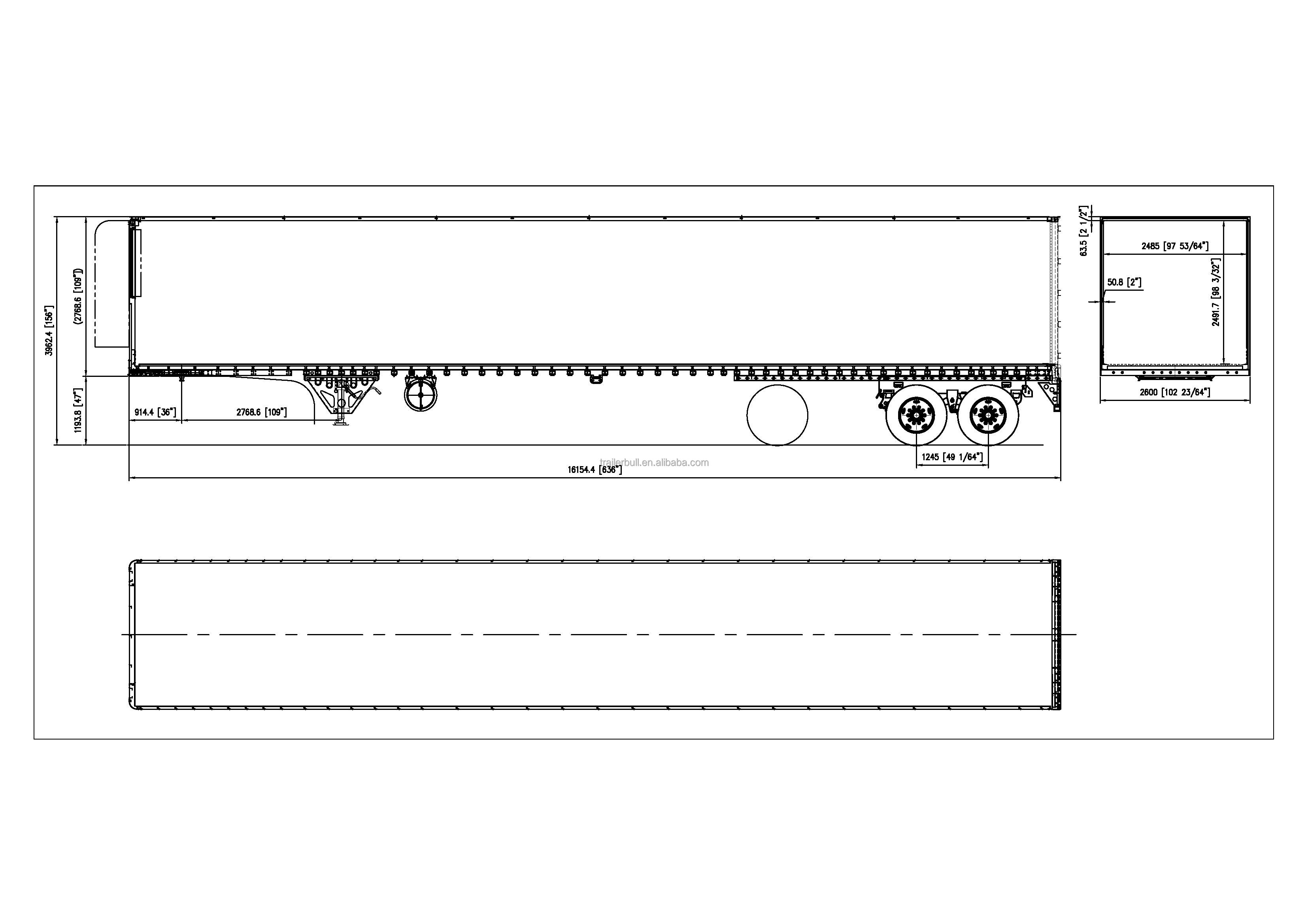 Алюминиевый композит сэндвич изоляционные стены 53FT Reefer грузовик полуприцеп