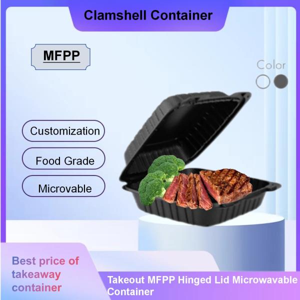 Various Sizes Takeaway Meal Container for MFPP Market Demand,Takeout MFPP Hinged Lid Microwavable Container,6”x6”x3”