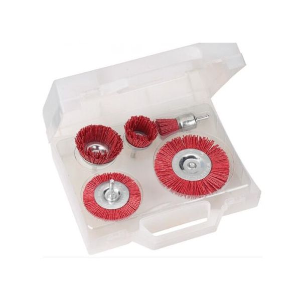 Red Bristle Nylon Filament Abrasive Wire Brush Kit for Drill