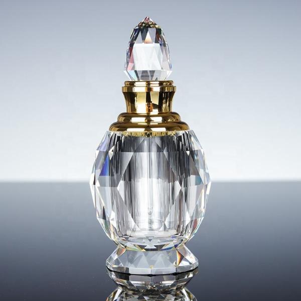 3ml / 6ml / 12ml Crystal Glass Perfume Bottle Customized Arabia Style UV Polished Decoration Gift