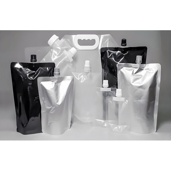 Custom Plastic Liquid Spout Pouch Frosted Transparent Squeeze Pouch Flasks Drink Pouch with Screw Cap