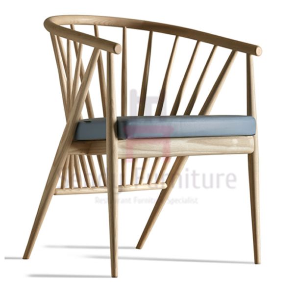 Upholstered Ash Chair Vertical Wood Restaurant Chairs Leather Seats Modern Dining Chairs