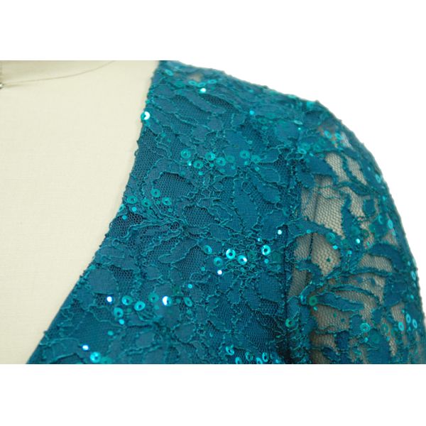 100% Polyester Lace Fabric Casual Ladies Wear Half Length Cardigan With Paillette