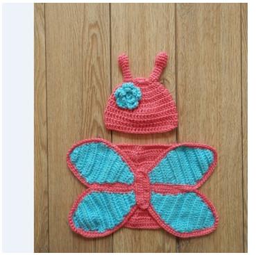 pink blue flower animal butterfly baby hat cap beanie set diaper cover Baby Costume Set