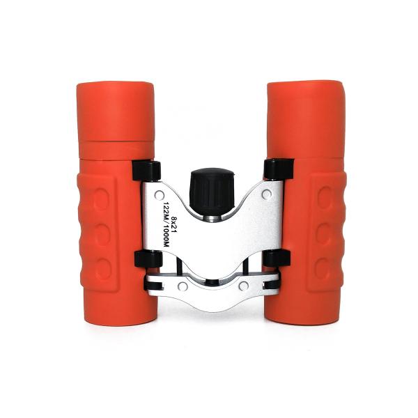 Orange Mini Binocular Telescope 8x21 Folding Roof Binoculars For Outdoors Sightseeing