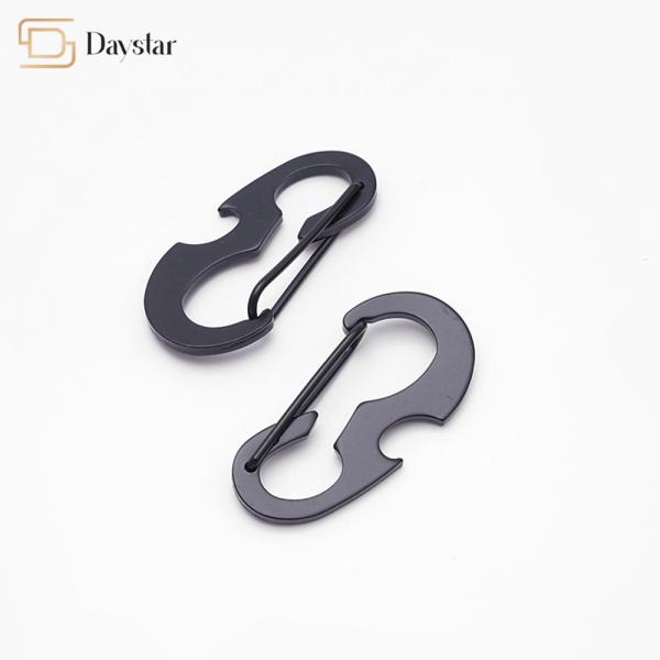 Metal Bottle Opener Carabiner , Keychain Spring Hook Hiking D Shaped Buckle