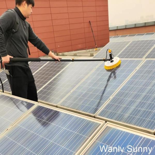Single-Disc Solar Panel Cleaning Brush with Long-Distance Water Pump and Telescopic Handle