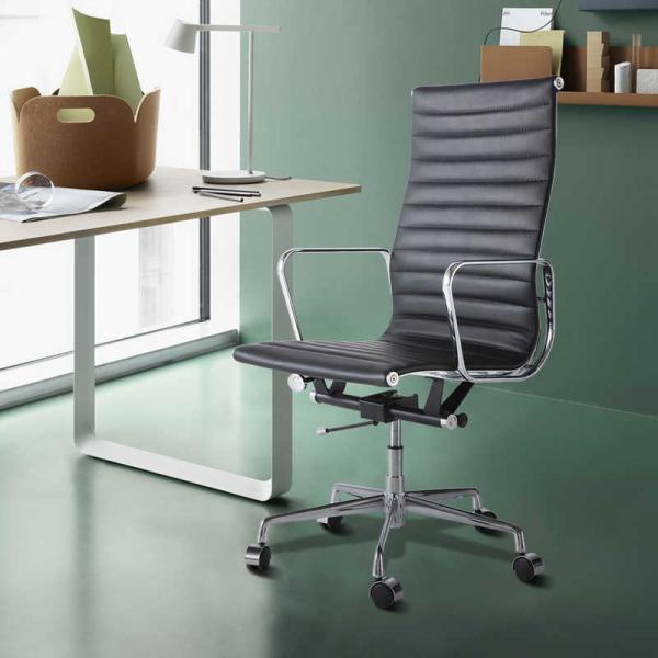 Alloy Base h45.6 Black  PU  Leather  Office Chair / High Back Computer Chair 35.2lbs