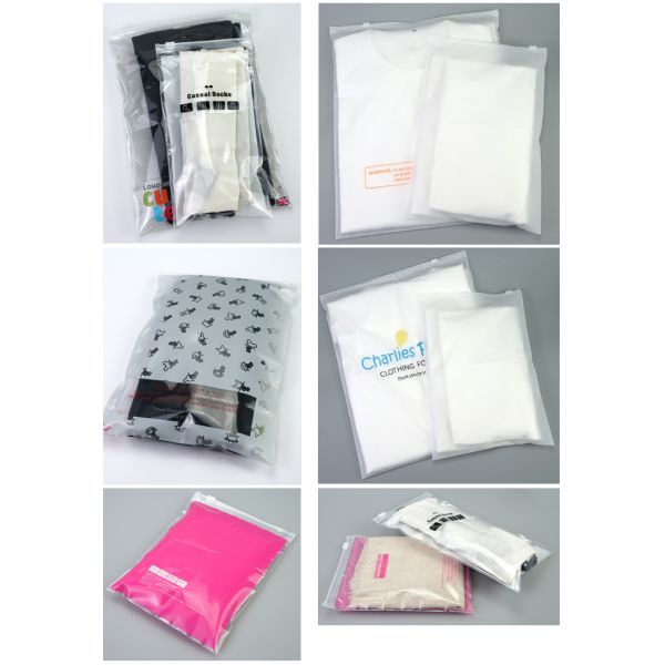 Custom Logo Apparel Zipper Clear Plastic PVC Slider Zipper Bag Cosmetic/Storage bag slider zip lock packing bag zipper