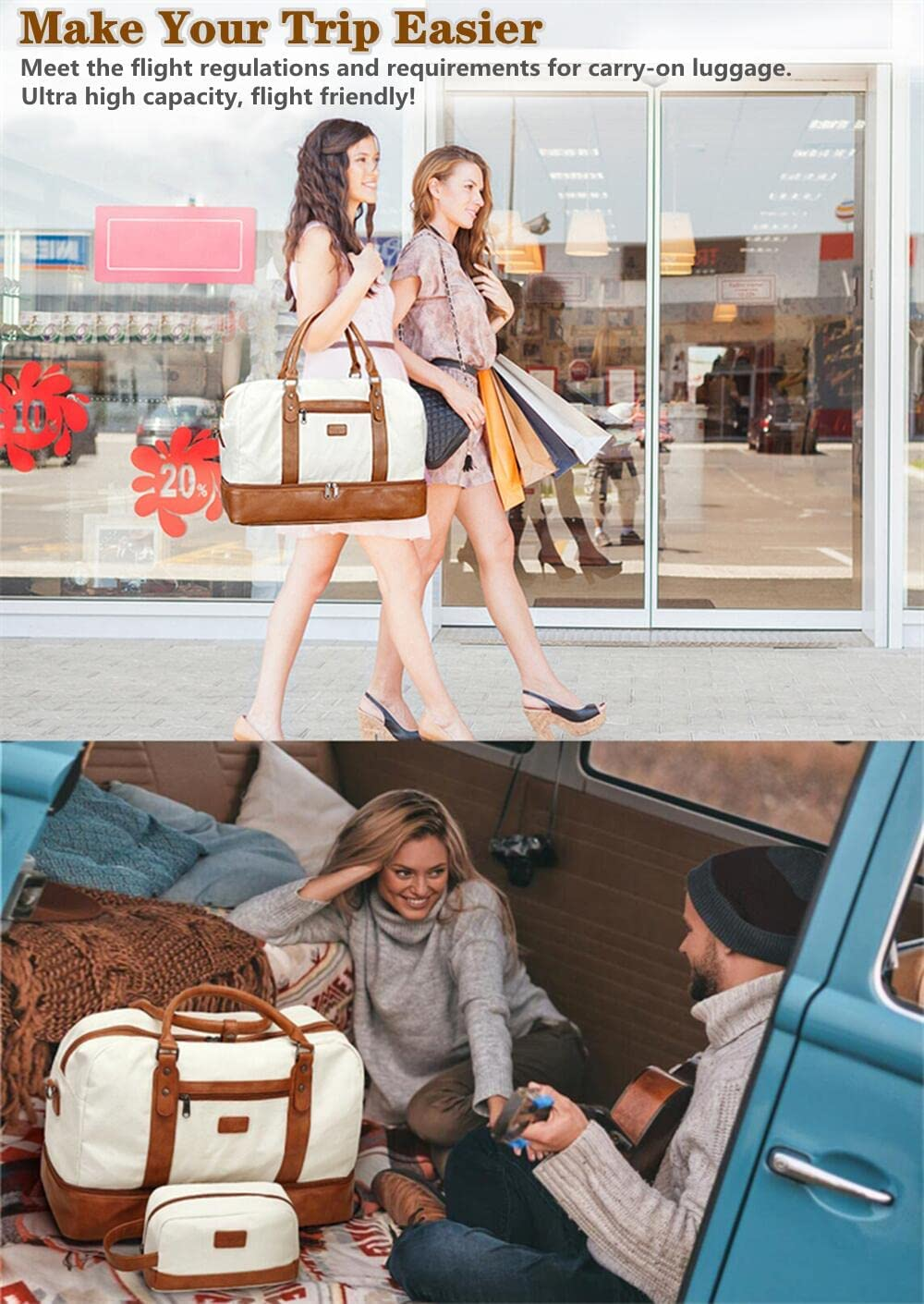 Sacs à dos de voyage élégants avec compartiment portable toilettes 19 pouces 19,7 x 9,8 x 14,6 