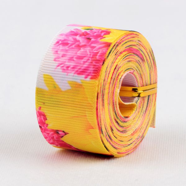 Fabric Type Grosgrain Custom Polyester Floral Ribbon with Logo Printed