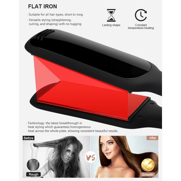 450 градусов дисплея LCD утюга электрического керамического раскручивателя волос плоского