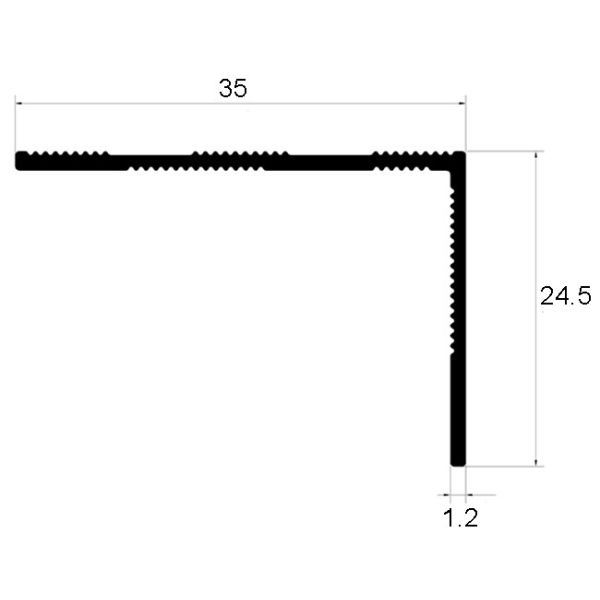 Aluminum 6063 Stair Nosing Tile Trim L Angle 35mm × 24mm Size