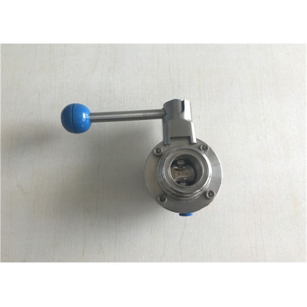 Food Industrial Sanitary Butterfly Valve SS304 / SS316 One Inch Threaded Connection