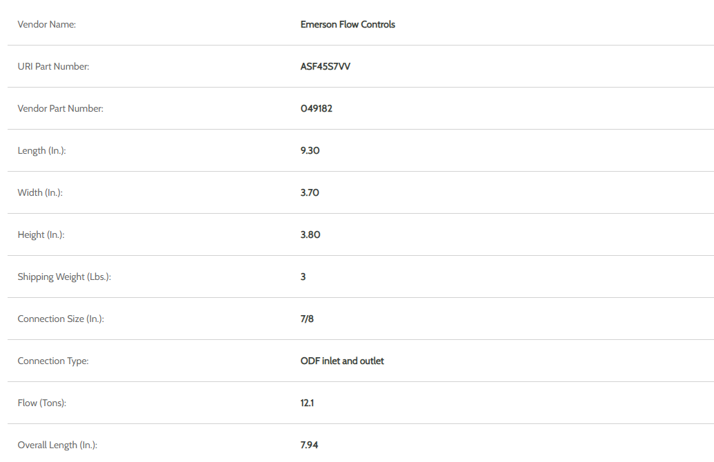 Emerson ASF-45S7VV фильтр для охлаждения сушильщик высокой емкости 100% оригинальный