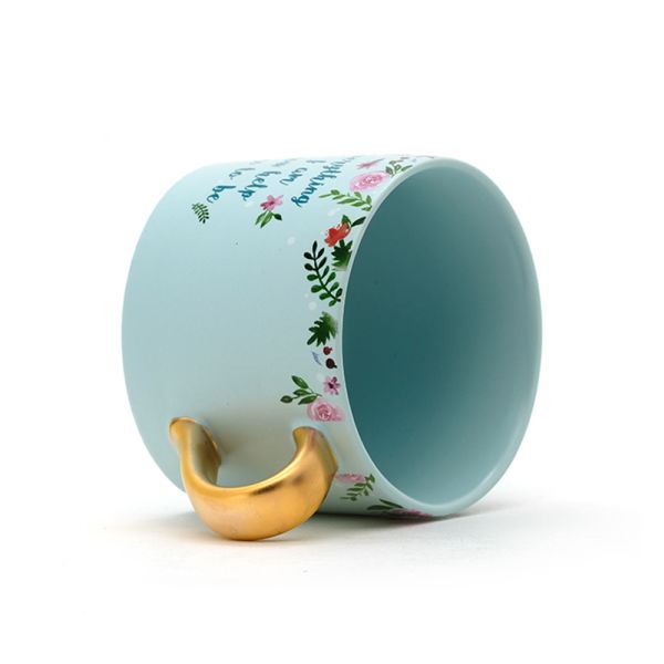 Jolie vaisselle pour la fête des mères élégante maman cadeau design tasse de café en céramique avec poignée en or