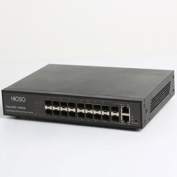 16 10/100M SFP Ports 2 100/1000M RJ45 Uplink Port Fiber Optic Switch