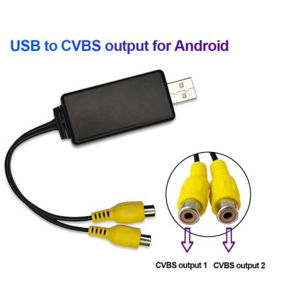 USB ao adaptador das saídas de vídeo de CVBS ao usb do cabo de interface de RCA entrou saídas de vídeo de 2 portos ao autorrádio