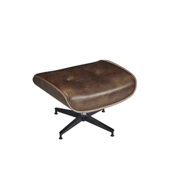Industrial Retro Vintage Leather Eams Leisure Swiviel Chair With Footstool