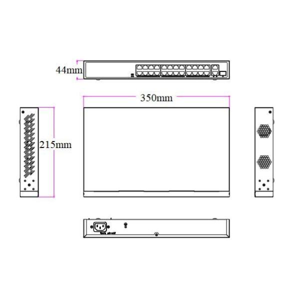 24 PoE Ports 60W PoE++ Gigabit Uplink Network Switch with SFP Fiber Port