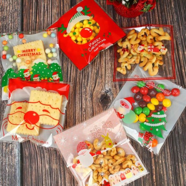Wholesale high quality Printing opp self adhesive plastic bag for Christmas candy packing