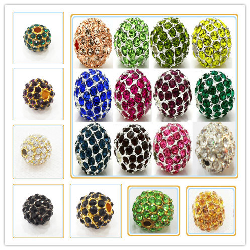 Rhinestone Shamballa Crystal Pave Beads 10mm, Beaded Handmade Jewellery