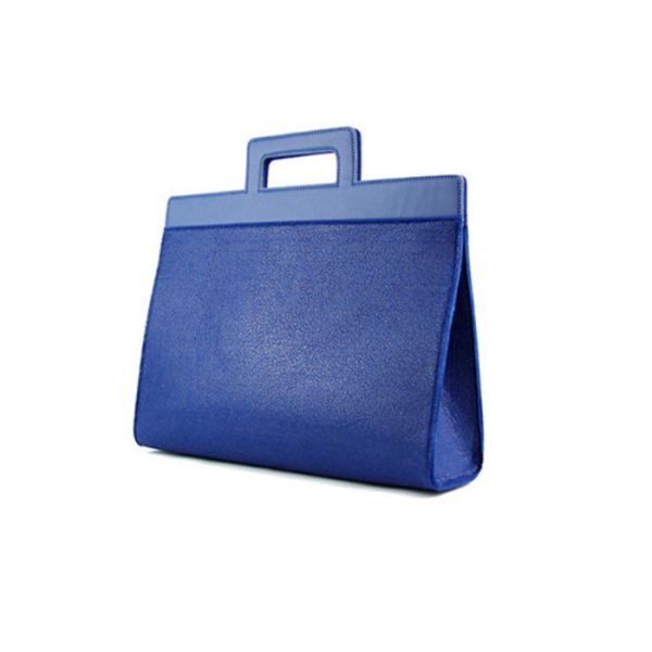 Button And Soft Leather Handle 40*31cm Felt Handbag