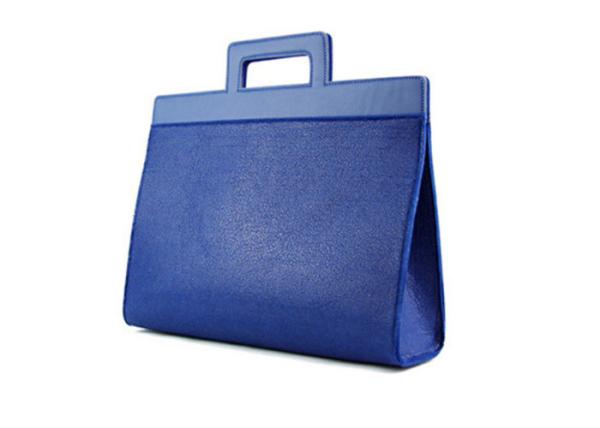 Button And Soft Leather Handle 40*31cm Felt Handbag