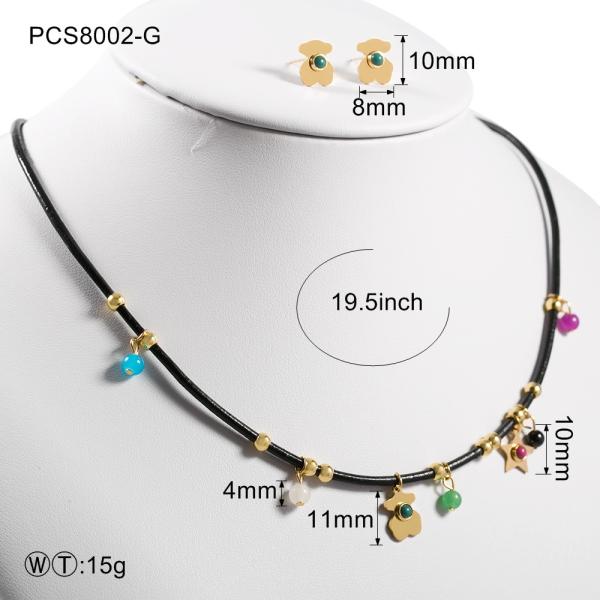 Medical Stainless Steel Jewellry , Black Leather Necklace For Women