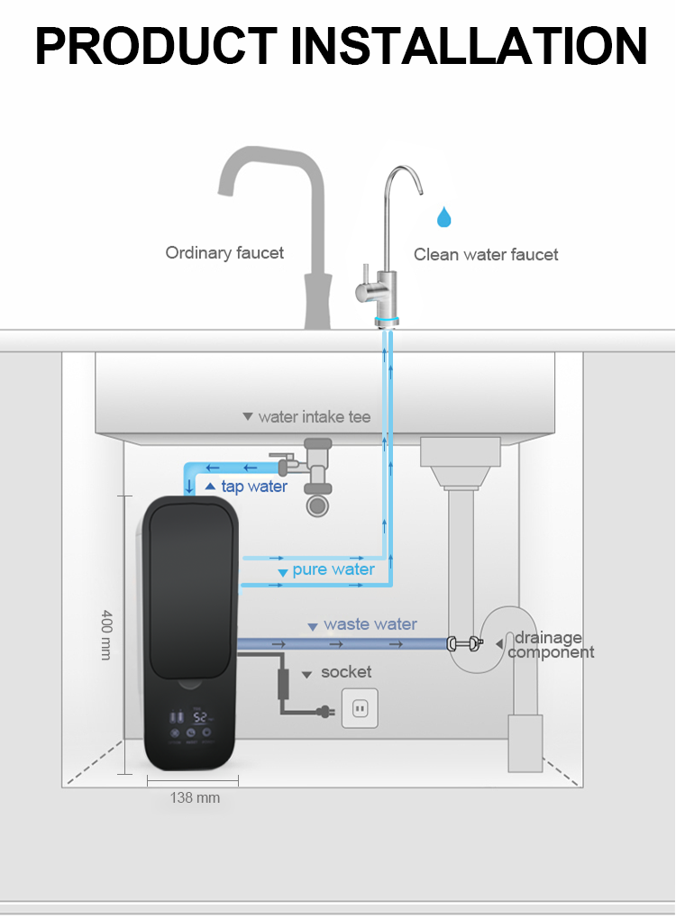 600G Reverse Osmosis Alkaline Water Filter Life Reminder TDS Display Drinking Water Water Purifier