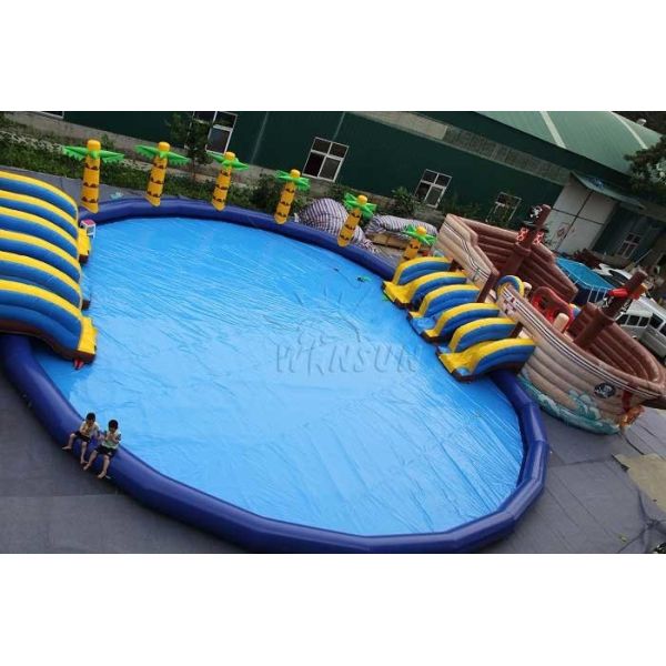 Pirate Ship Commercial Inflatable Water Park 0.9mm PVC Tarpaulin Made