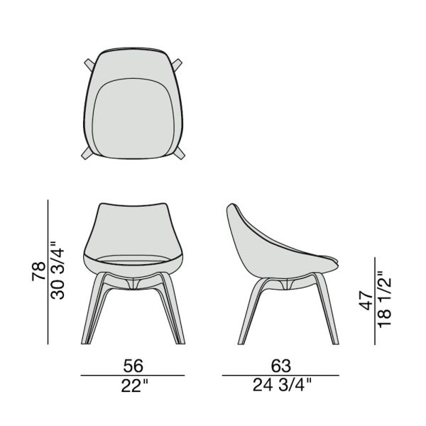 Penelope Porada Dining Chairs / Solid Canaletta Walnut Porada Furniture Italy