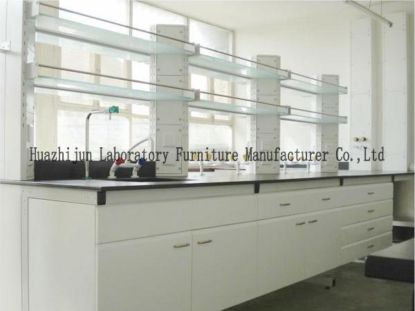 Bancadas pretas da mobília de aço central 12.7mm do laboratório com a torneira do dissipador e de água