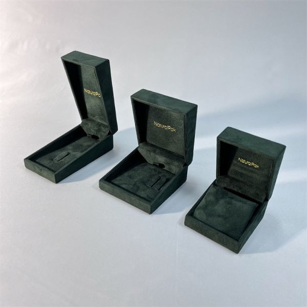 Green Microfiber Luxury Watch Packaging Box Rectangle Jewellery Box For Necklace Set