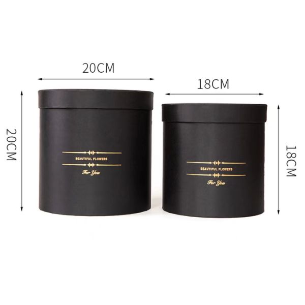 Ручная поделка Custom Gold Foil Logo Черная цветовая шляпа Подарочная коробка для упаковки свежих цветов