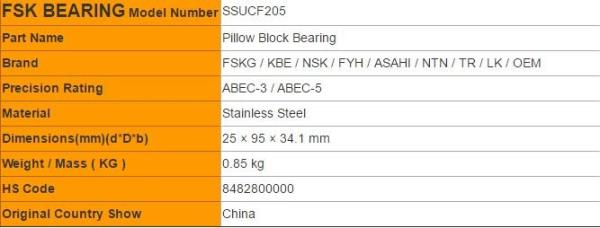 Flanged Type SSUCF205 Pillow Block Bearings Food Grade 304 / 316 / 440 Material