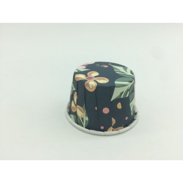 Dark Blue PET Baking Cups Disposable Paper Souffle Cup Romantic Rose Pattern For Pastry